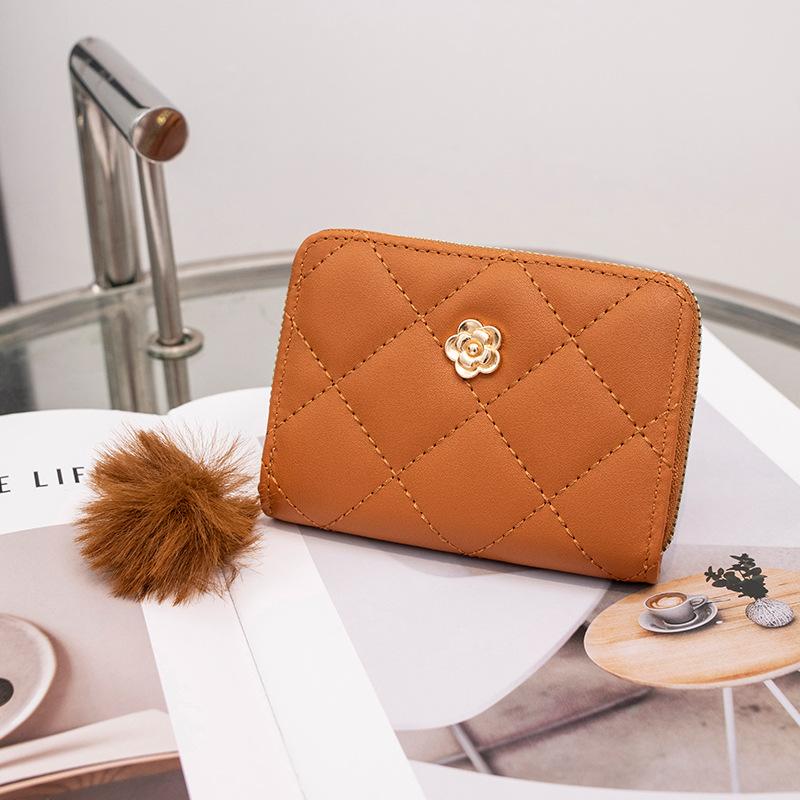 Женский кошелек новая мода бриллиантовая карточная сумка короткий помпон роза декоративный кошелек карточная сумка цельный