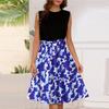 Women's Fashion Casual Lace-up Sleeveless Round Neck Splicing Short Dress