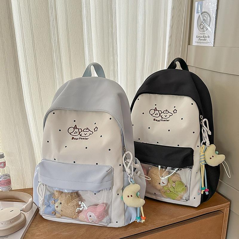 Школьная сумка Милая школьная сумка в студенческом стиле Женская ученица средней школы Ученик начальной школы Универсальная девочка Прозрачная сумка для pain Рюкзак Повседневный