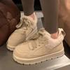 Platform Women Fur Ankle Boots Suede Flats Warm Shoes Casual Snow Boots Woman Trend Short Plush Cozy Sneakers