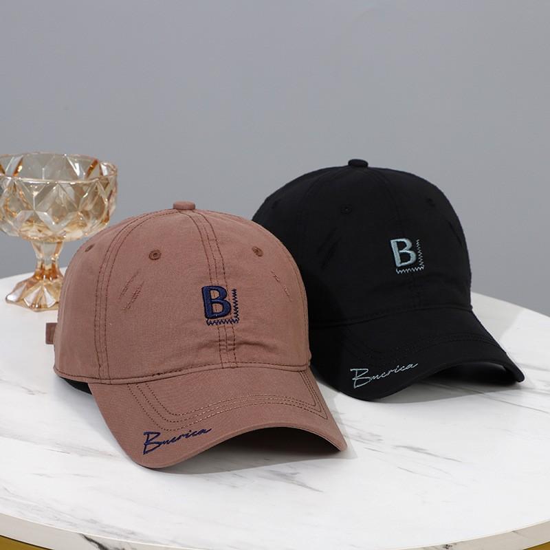 New B letter embroidered washed baseball cap children spring and summer thin breathable casual versatile sun hat men