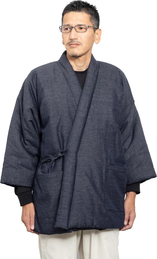 Watanosato Cotton Made In for Four Matching Woven Pattern One Size Fits Hanten, Japan, Men, Warm, Plain, Straps, (Gray, Most)