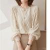 Woman Spring Autumn Style Lace Tops Lady Stand Collar Casual Long Lantern Sleeve Elegant Tops