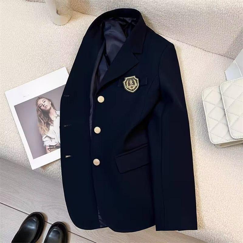 Японская форма Jk Женский пиджак Весна Осень Новый Весенний Преппи Универсальный Костюм Пальто Bf Свободный Лацкан Повседневные Пуговицы Верхняя одежда