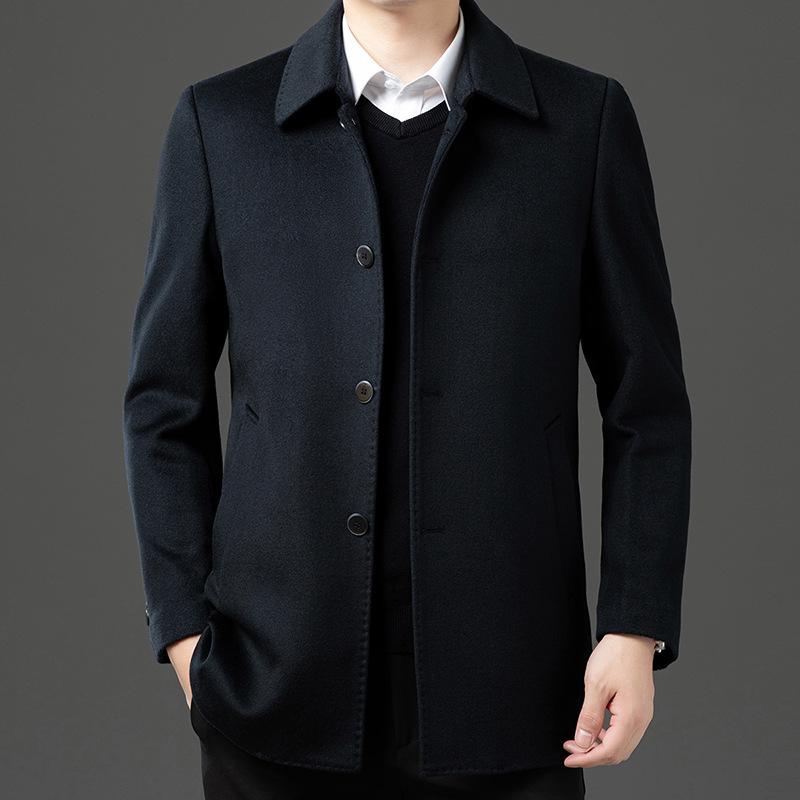 New Autumn and Winter Men's Wool Coat High-end Warm Middle-aged Dad Outfit