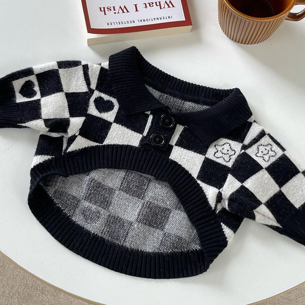 Домашние животные клетчатый свитер одежда собака кошка бульдог нижняя часть пальто толстая собака свитер шнауцер котенок зимний свитер одежда для щенков