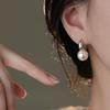 Серьги-кольца минималистичные с круглым жемчугом, игла из серебра 925 пробы, для женщин, вечерние, классические, тонкие ювелирные изделия, легкие, изысканные аксессуары