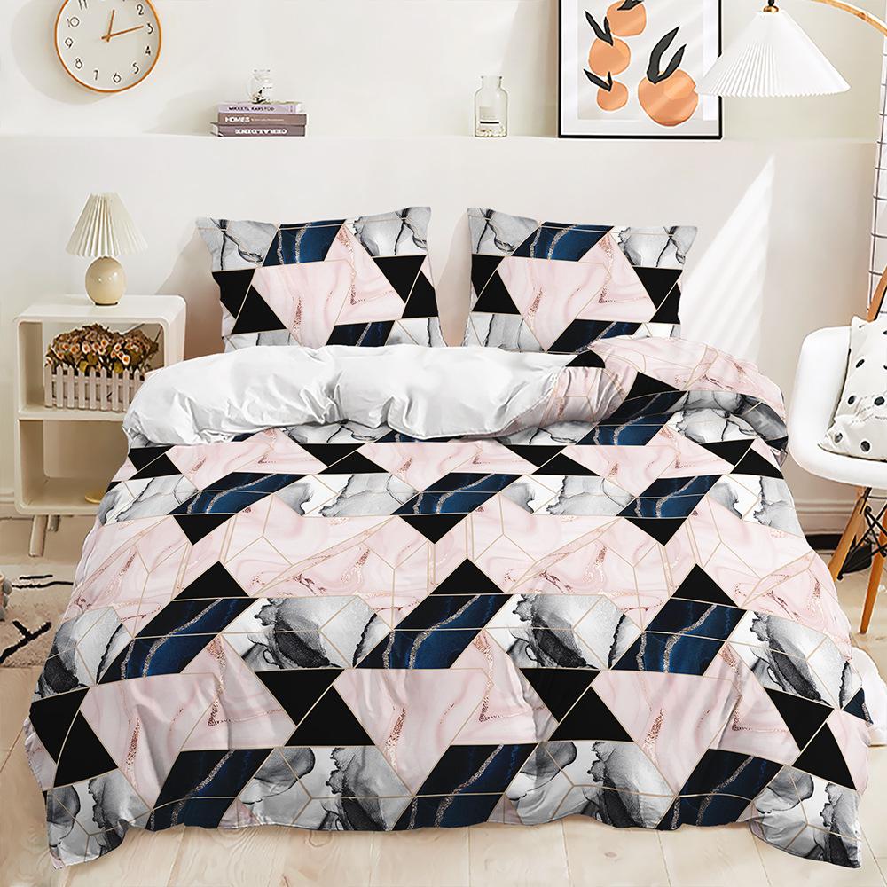 Quilt Cover Geometric Lines Modern Minimalist Style Digital Printing Three-Piece Bedding