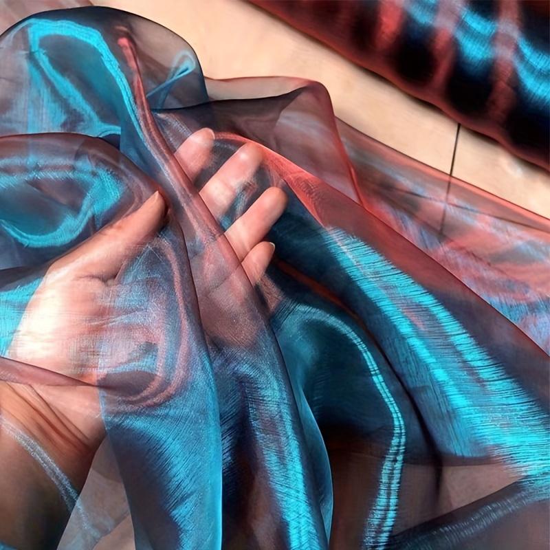 1 шт. переливающаяся лазерная ткань из органзы, полупрозрачная кружевная ткань для платьев своими руками, блестящая голографическая ткань для свадьбы, костюмов и декора