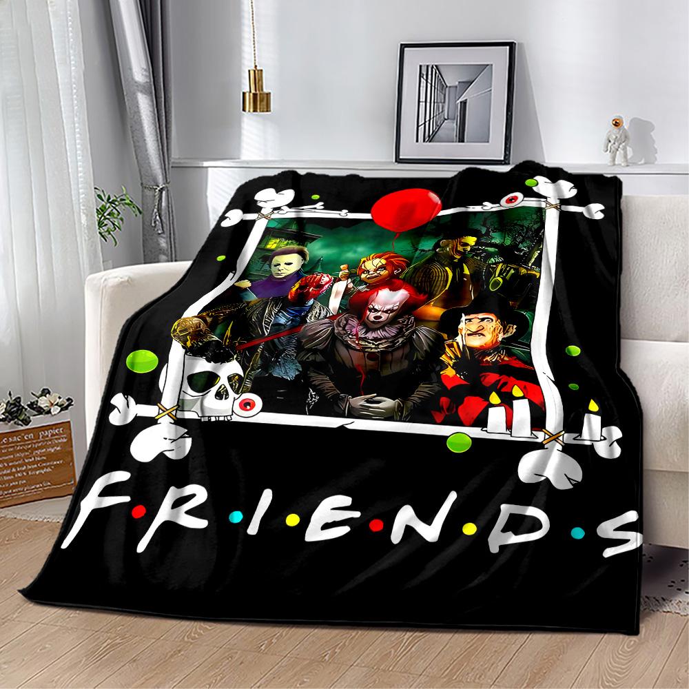 Halloween Horror Icons Blanket Ultra-Soft Suitable for Seaside Bed Livingroom All-Season Use Playful Design Perfect Gift for Relatives and Friends