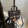 Light Luxury Plaid Portable Bucket Bag Women's Classic Niche Design Foreign-style Texture Shoulder Messenger Bag