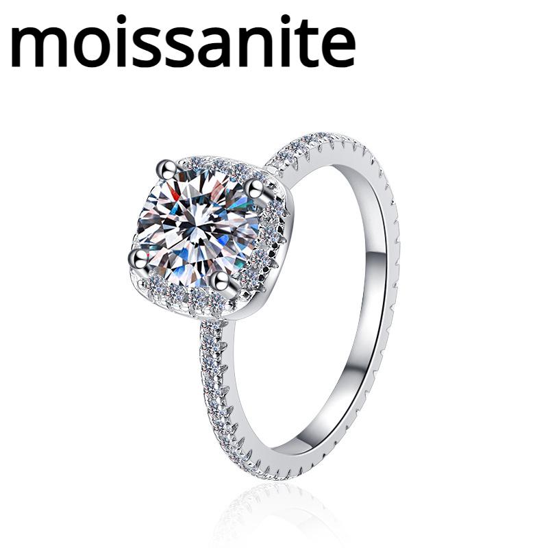 D Color Moissanite Women's Ring 1ct Luxury Inlaid Gold-plated S925 Sterling Silver Ring Engagement Diamond Ring Wedding Ring Gift for Girlfriend