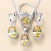 Wedding-Engagement 925 Silver Jewelry Sets AAA+ Quality Natural Crystal Bridal Costume 3-Piece Sets For Women 8-Colors Jewelry