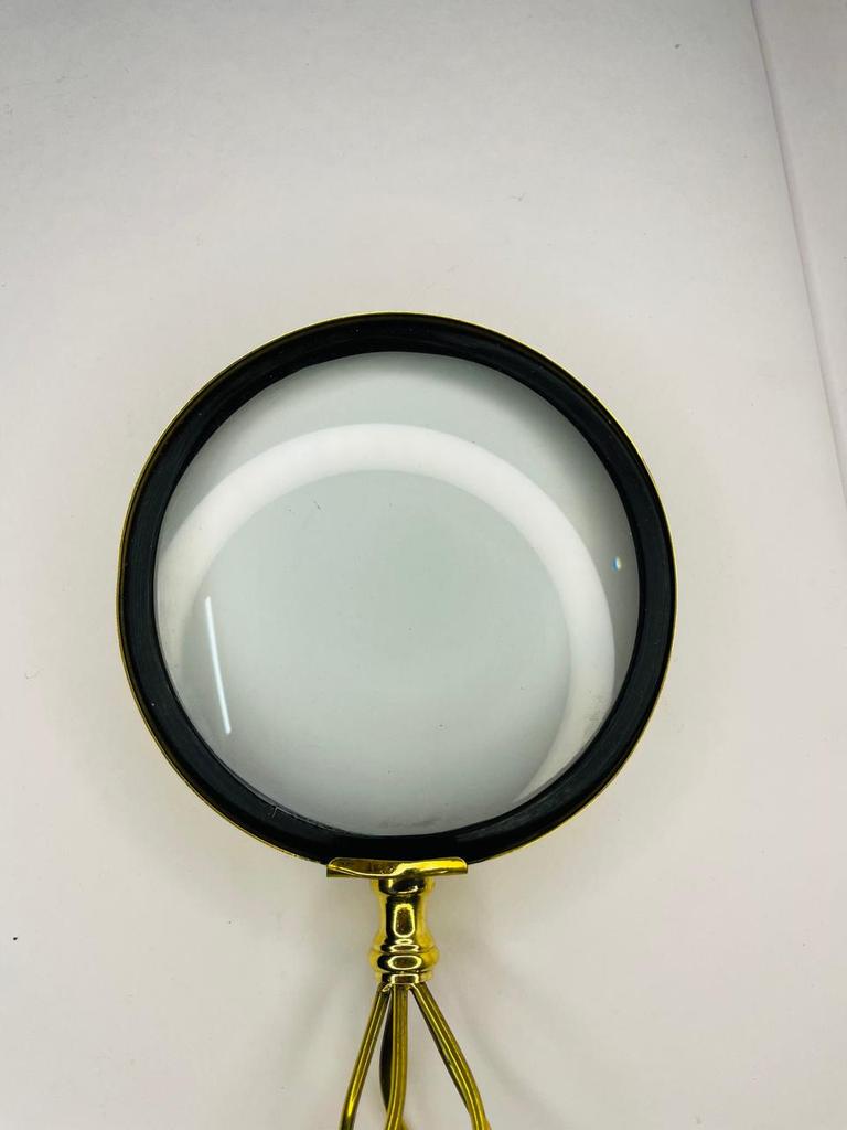 Antique Brass Magnifying Glass: Carved Handle, Vintage Decor
