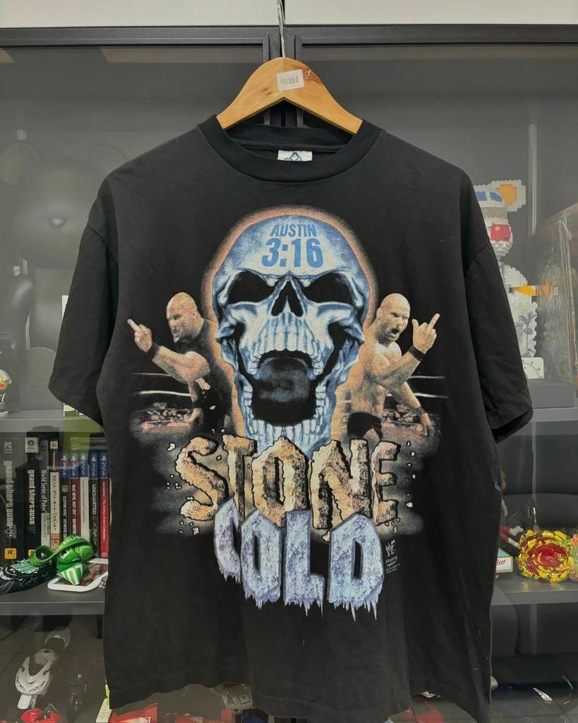Винтажная редкая футболка с коротким рукавом Stone Cold Steve Austin 1998 года Топы футболки Мужская Женская Борьба