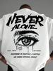 Unisexs Pure Cotton Fashionable Casual Loose with Eye Shaped Slogan Print Round Neck Short Sleeved Tshirt Versatile Top