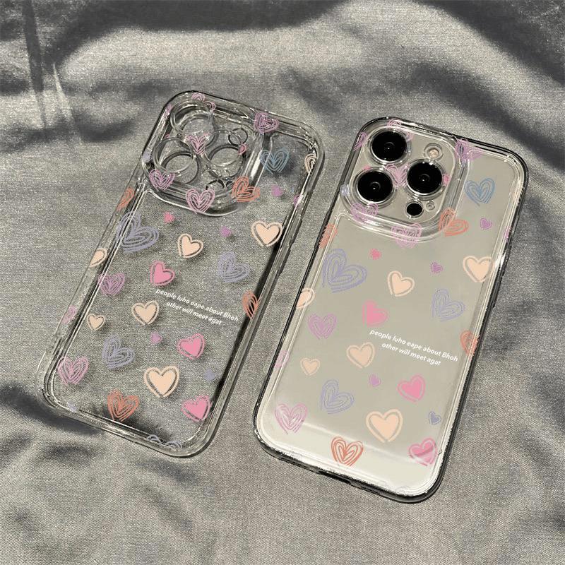 Чехол для мобильного телефона iPhone17Promax с рисунком «линия любви» по всей поверхности подходит для Apple 16Pro прозрачный 15 space case max.