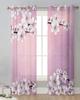 Flower Cherry Blossoms Tree Branch Gradient Sheer Curtains for Living Room Decor Window Curtains Kitchen Tulle Voile Curtains