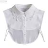 Women's Solid Colour Black White Vertical Small Flip Collar Versatile Shirt Jumper Jumper Fashion Lace False Collar Four Seasons