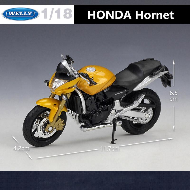 Welly 1/18 HONDA Hornet Сплав Спортивный Мотоцикл Модель Литые под давлением и Игрушка Металлический Уличный Мотоцикл Игрушки Коллекция Автомобилей Детские Подарки