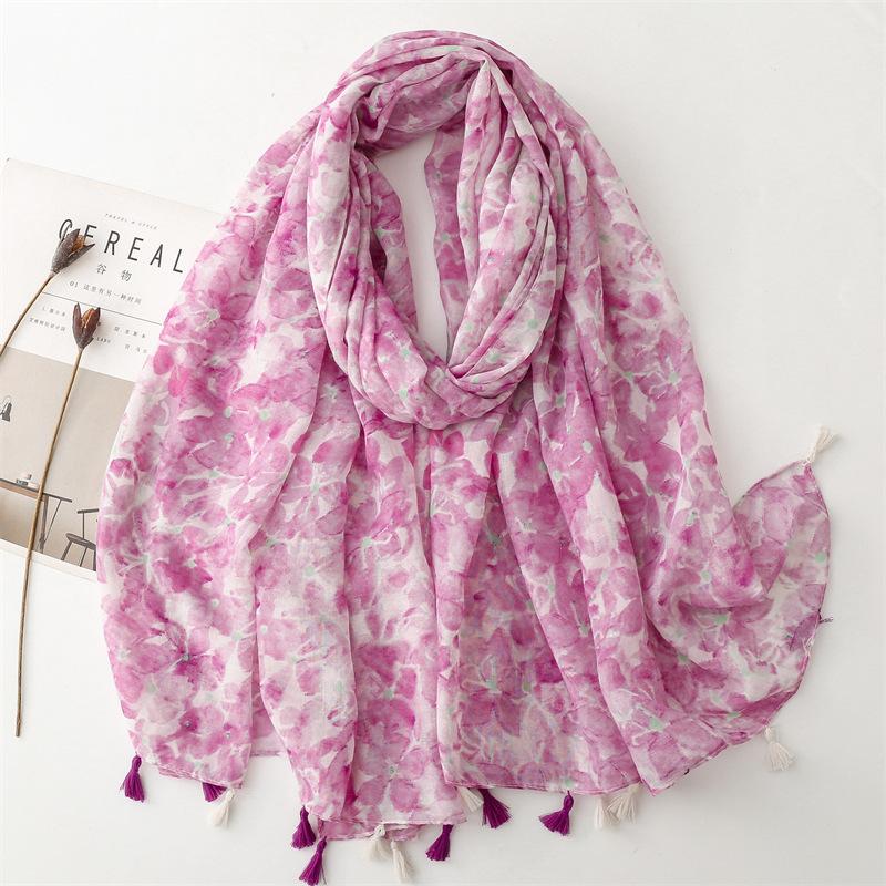 Thin Fashion Aztec Paisley Floral Tassel Viscose Shawl Scarf High Quality Wrap Pashmina Stole Bufandas Muslim Hijab 180*90Cm