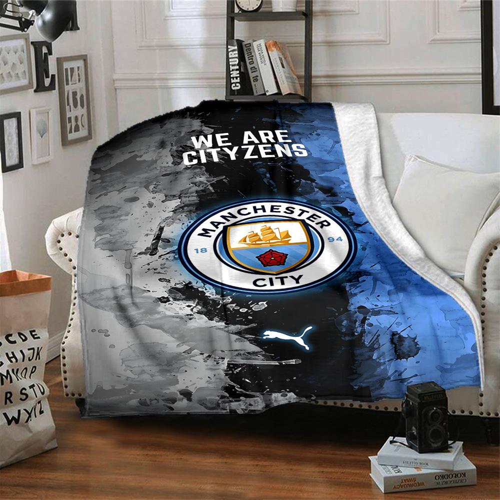 Manchester Crest Blankets Flannel Printed Breathable Warm Throw Blanket for Home Office Bedspreads 0708a4