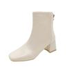 High Heel Short Boots Small Thick Heel Skinny Boots Autumn and Winter Square Head Women's Medium Boots Spot Boots