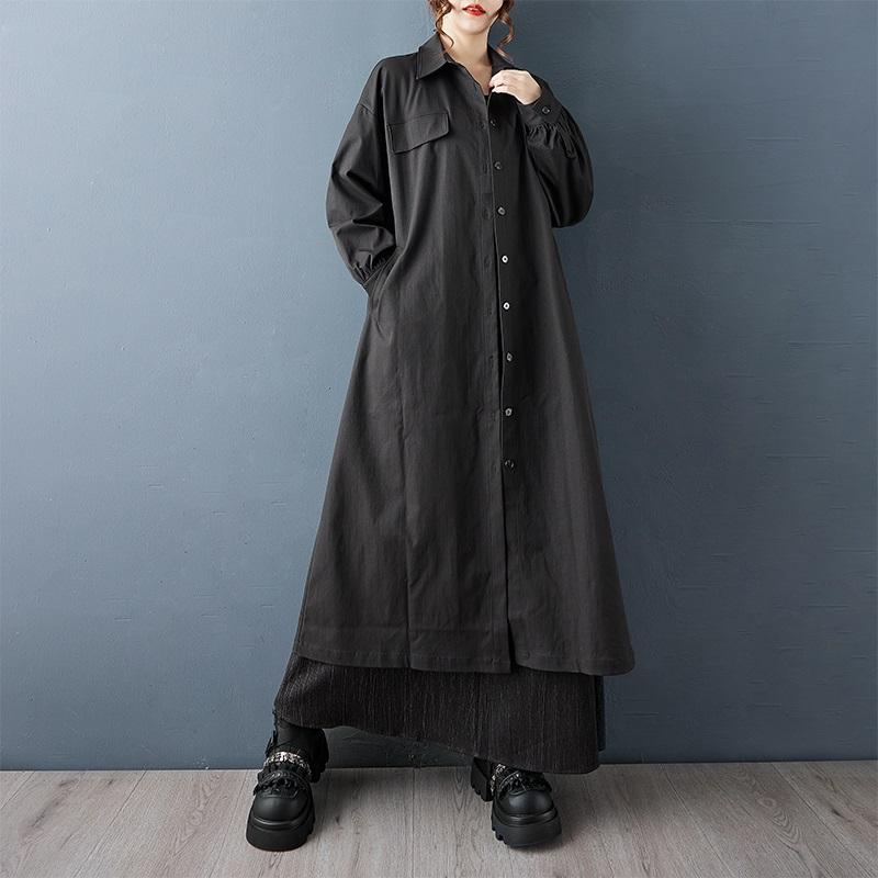 Long Sleeve Plus Size Black Vintage New In Dresses for Women Spring Autumn Casual Loose Shirt Dress