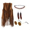 Hippie Costumes Clothes 60S 70S Costume Earring Necklace Tassel Cardigan Disco Outfits for Women