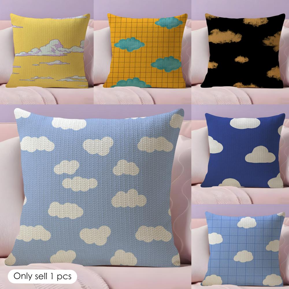 Fashion Clouds Cushion Cover Natural Linen Double Sided Print Throw Pillow Case for Sofa Couch Home Decor