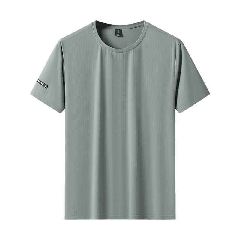 Футболка Ice Silk с короткими рукавами для бега, мужская летняя, дышащая, для фитнеса, быстросохнущая, с короткими рукавами, с круглым вырезом