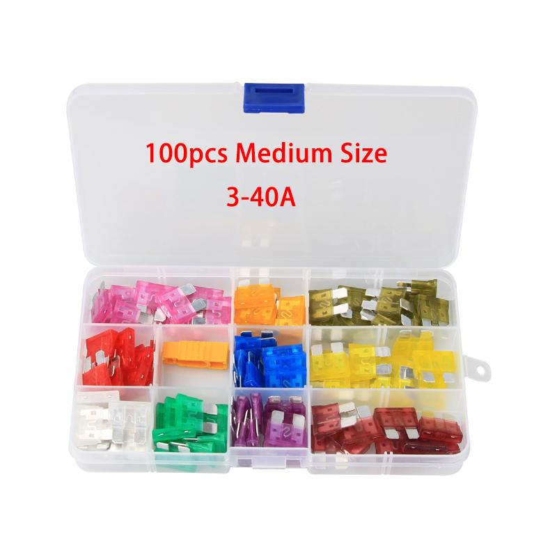 50/80/180pcs 5/10/15/20/30A Car Auto Small and Medium Blade Fuse Motorcycle Boat Truck Automotive Blade Fuse Assortment Set Fuse Holders1