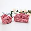Dollhouse Sofa Red-and-White Checked Armchair 1:12 Miniature Furniture