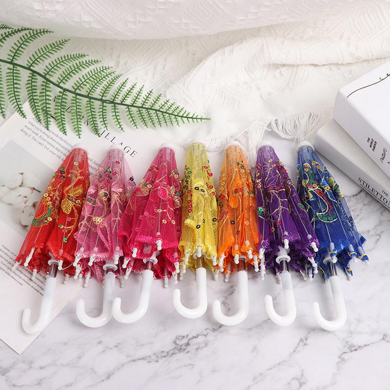 Lace Sequin Embroidery Lace Umbrella Children Dance Craft Mini Umbrella Performance Props
