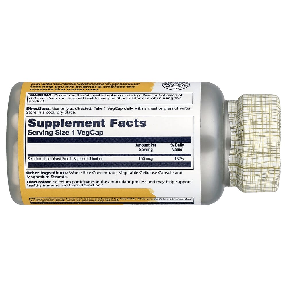 Solaray Yeast-Free Selenium 100mcg Veggie Capsules, 90 Count