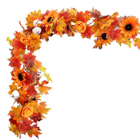 5.7Ft Fall Maple Leaf Garland Artificial Autumn Foliage Garland Harvest Hanging Vine