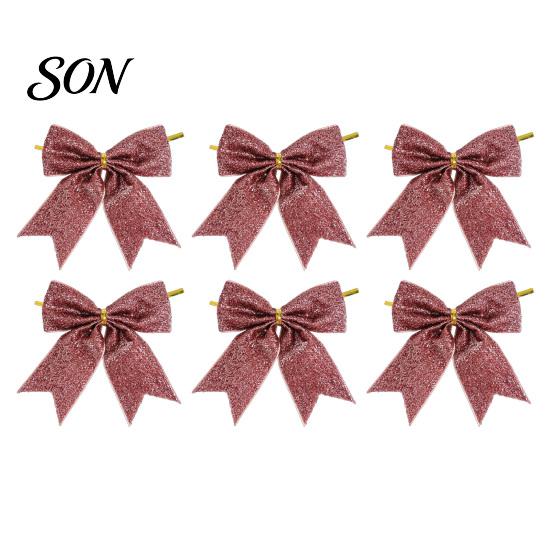 Luxury Style Christmas Tree Toppers Glitter Bow, Gold Sparkling Ribbon Hanging Ornament for Bow Decorations Wreath Gift Box, Festive