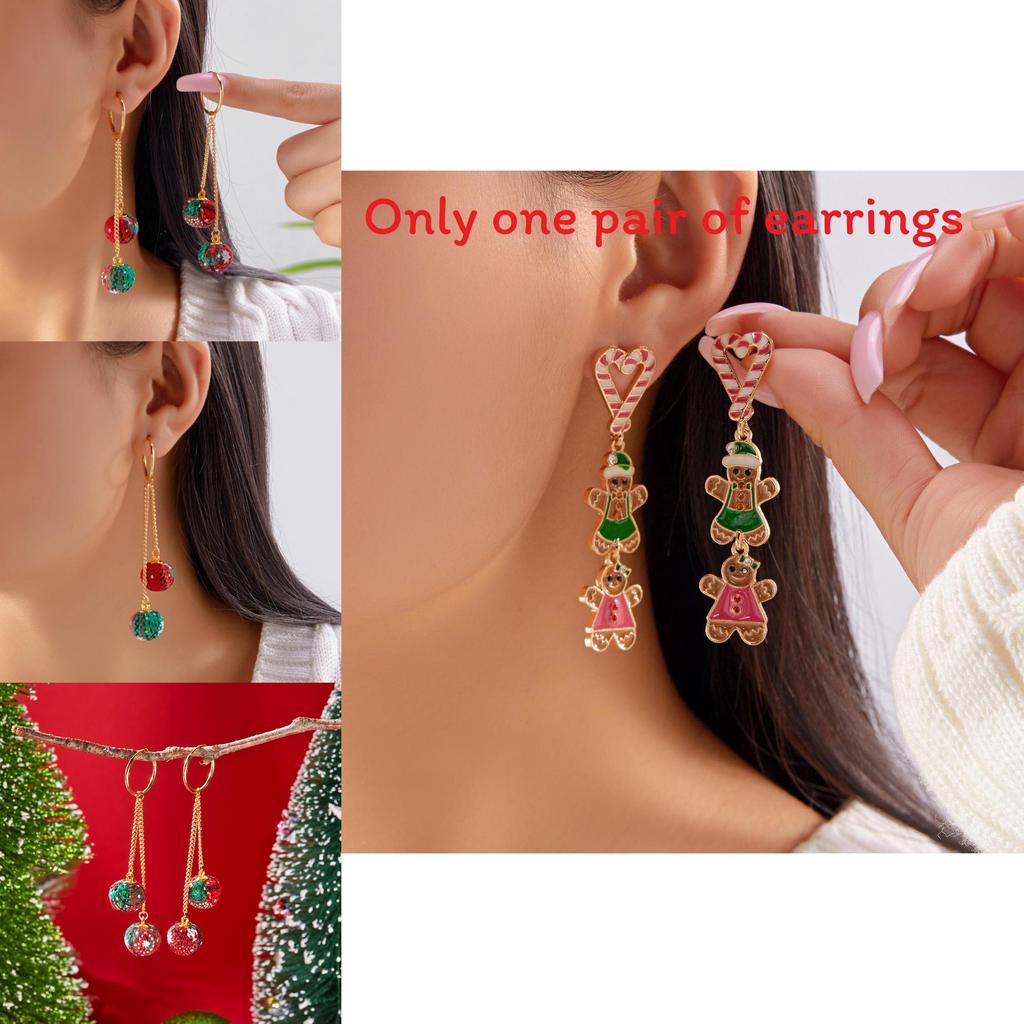 Christmas Theme Alloy Earrings With Suede Tassels Details For Seasonal Wear
