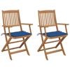 Day and Night - Day and Night Folding Garden Chairs 2 Units and Cushions Solid Acacia Wood