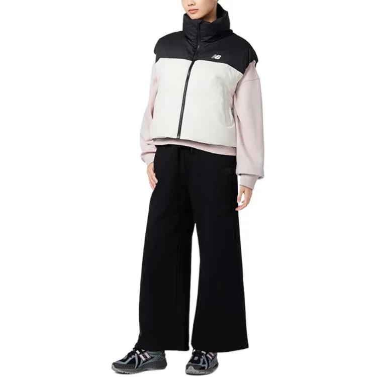 New Balance Down Vests Women's Black White Stand Collar Moderate Other (Unisex) Down Vests NJD48022 MIX