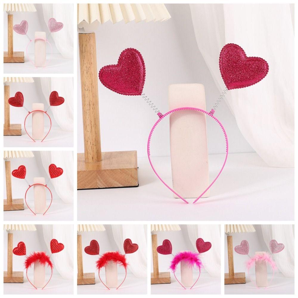 Confetti Hair Hoop Red Love Headband Red Peach Heart Valentines Day Headdress Girl Gifts