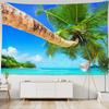 Красивый морской пейзаж Гобелен Морской Винтажный Пляж Морской пейзаж Пальма Гобелен Настенные гобелены Бохо Спальня Настенный ковер