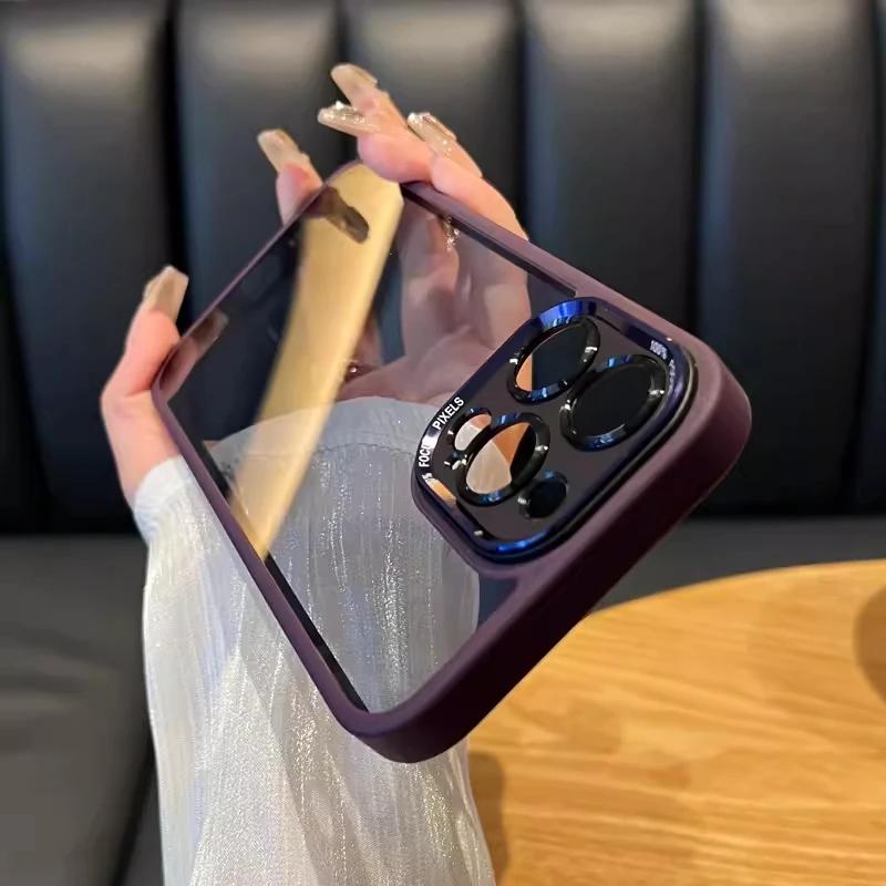 Роскошный защитный чехол для объектива камеры iPhone 16 15 14 13 12 Pro Max Plus, мягкий бампер, противоударный, гибридный, акриловый, прозрачный, жесткий чехол