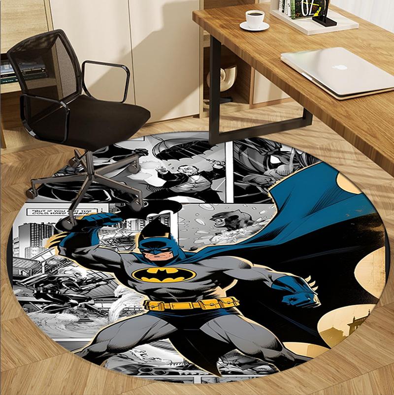 Batman Pattern Round Rug, Indoor/Outdoor Mat, for Picnic, Gameroom, Bedroom, Office, Living Room, Home Decor Carpet, Birthday Gift