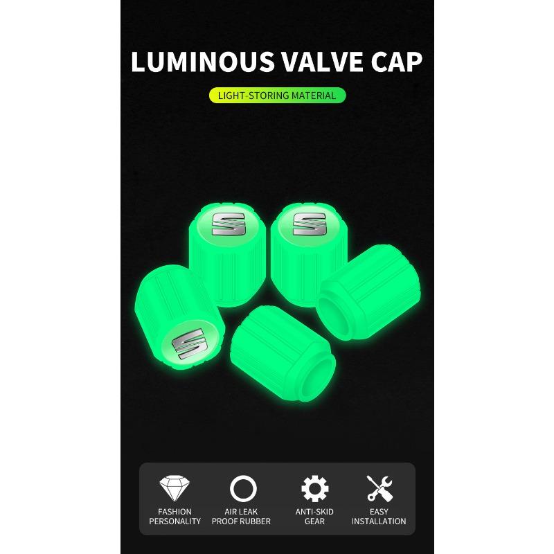Светящиеся колпачки вентилей шин автомобиля Флуоресцентные колпачки вентилей колес мотоцикла для SEAT Cordoba Alhambra MK3 Leon 5F Ibiza 5 6 MII Altea Toledo 3