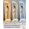 NETTLIFE Miroir pleine longueur avec éclairage intégré 160 cm sur pied/fixation murale verre transparent capteur tactile sensible