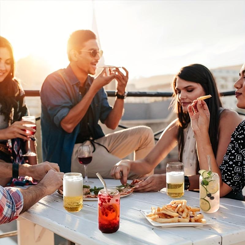 Стакан для питья с соломинкой 4 шт. Набор Форма банки Для пива Кофе со льдом Виски Содовая Чай Вода с 2 щетками для чистки