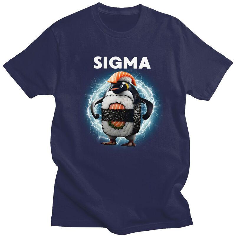 Sigma Italian Brainrot Meme Penguin Sushi T Shirt for Men Tshirt Fashion Short Sleeve Tee Shirt Slim Fit Clothing Gift