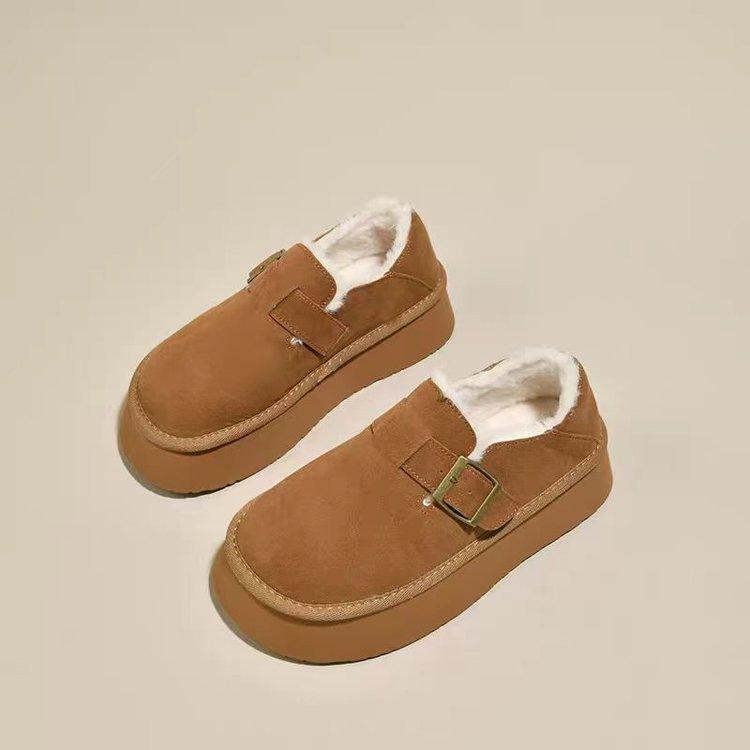 Утепленные флисовые снегоступы на толстой подошве Birkenstocks зимние новые пушистые ботинки хлопковые туфли