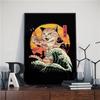 Japanese Samurai Cat Posters and Prints Ramen Nostalgia Quality Cartoon Canvas Paintings Animal Wall Art Pictures for Home Decor